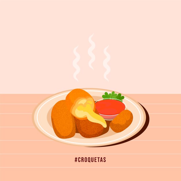 Illustration de croquetas dessinés à la main