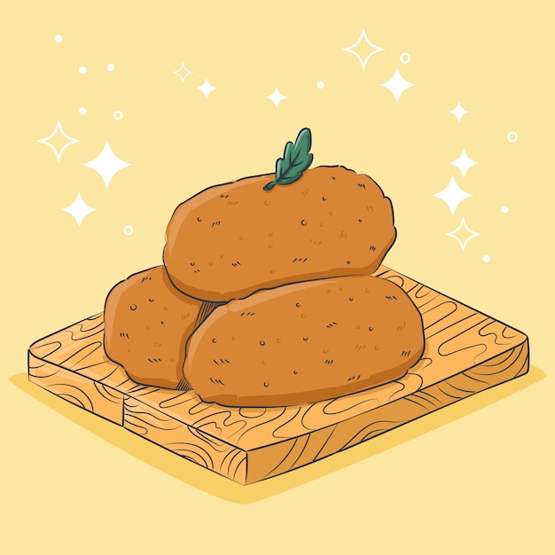 Vecteur gratuit illustration de croquetas dessinés à la main