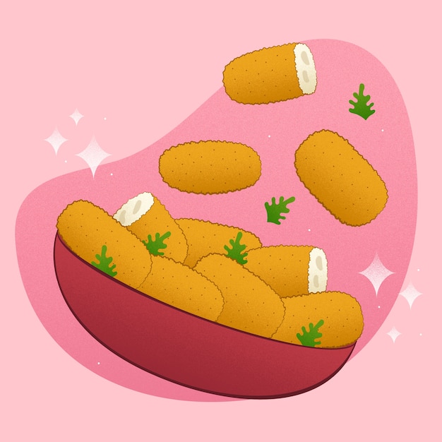 Vecteur gratuit illustration de croquetas dessinés à la main