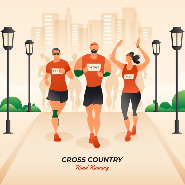 Vecteur gratuit illustration de cross-country de champ dégradé