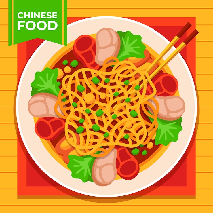 Vecteur gratuit illustration de cuisine chinoise dessinée à la main