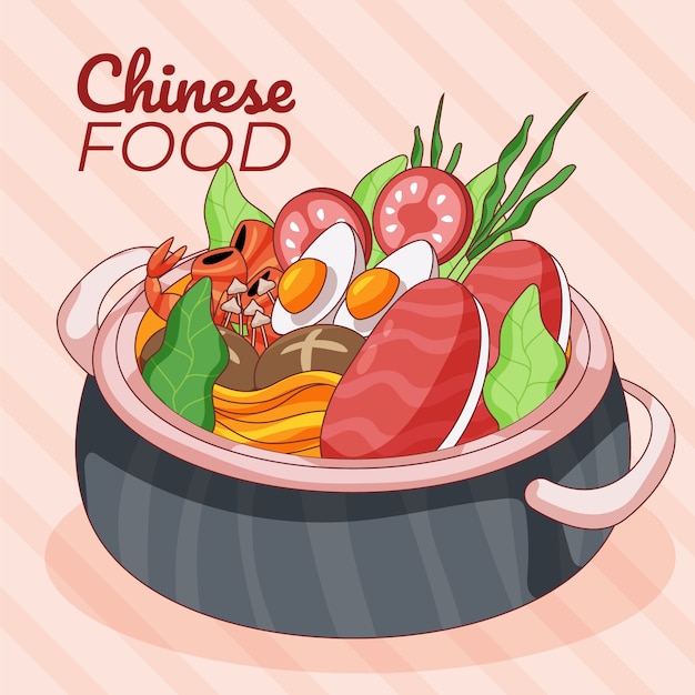 Vecteur gratuit illustration de cuisine chinoise dessinée à la main