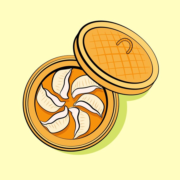 Illustration de cuisine chinoise dessinée à la main