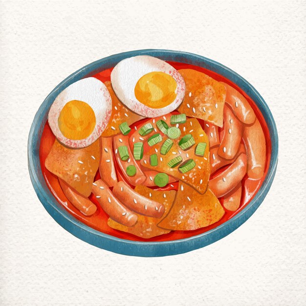 Illustration de cuisine coréenne design plat
