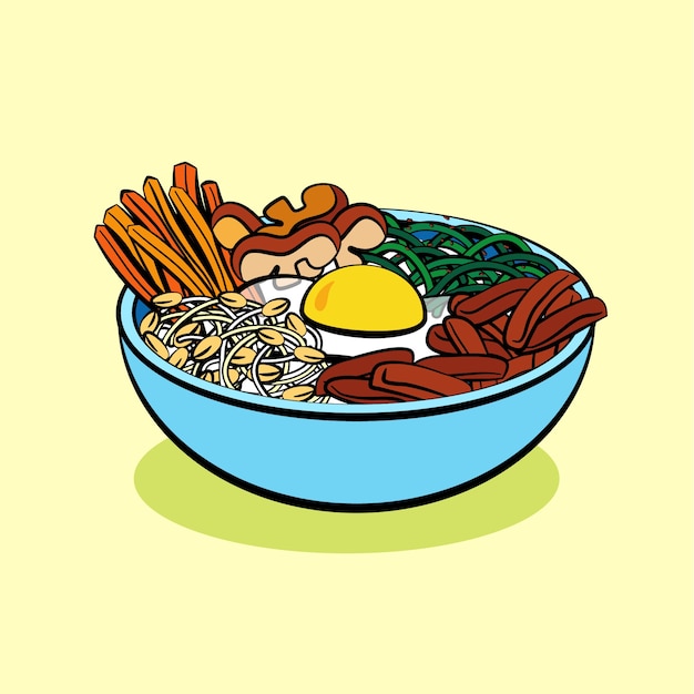 Illustration de cuisine coréenne dessinée à la main
