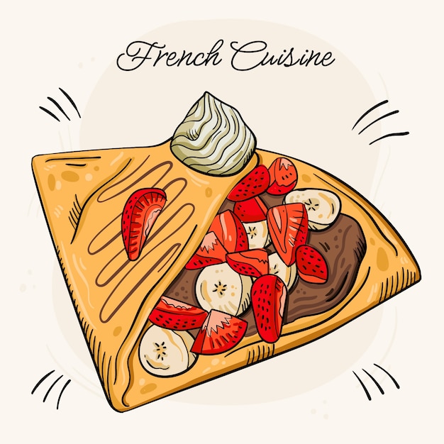 Vecteur gratuit illustration de cuisine française dessinée à la main