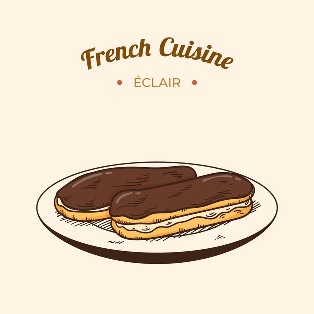 Illustration de cuisine française dessinée à la main