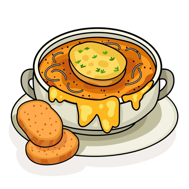 Illustration de cuisine française dessinée à la main