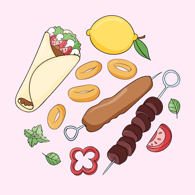 Illustration De Cuisine Grecque Dessinée à La Main