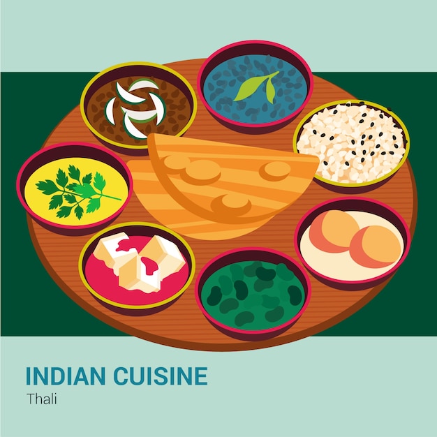 Vecteur gratuit illustration de cuisine indienne dessinée à la main