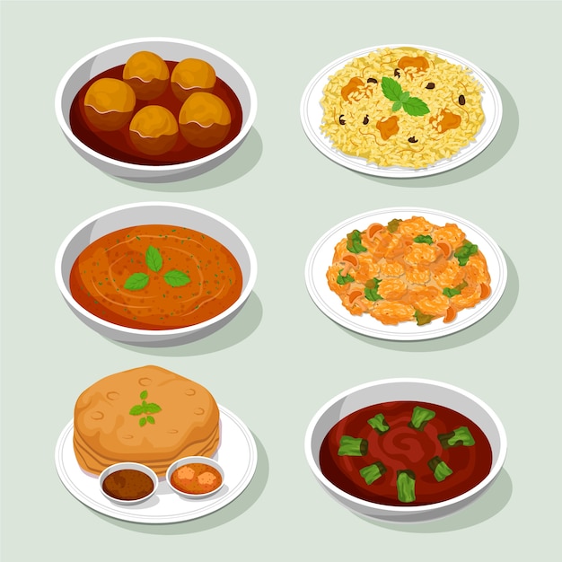 Illustration De Cuisine Indienne Dessinée à La Main