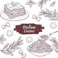 Vecteur gratuit illustration de cuisine italienne dessinée à la main