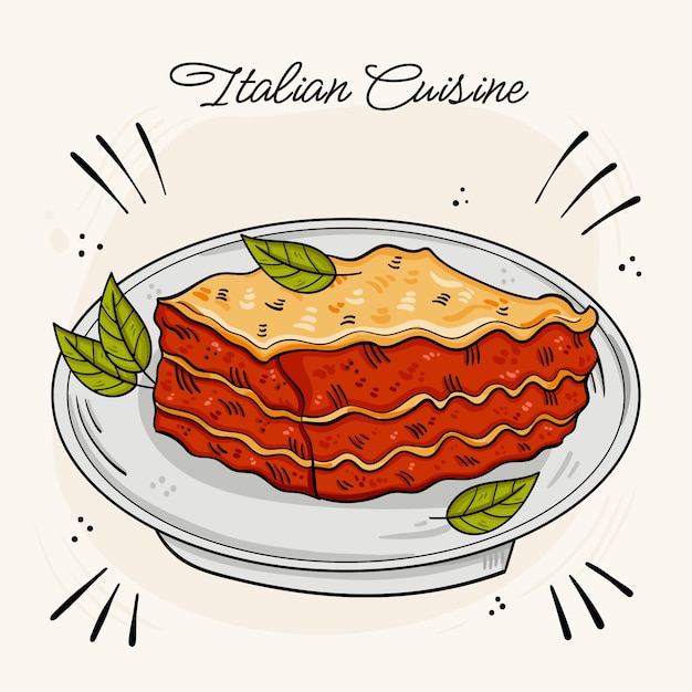 Vecteur gratuit illustration de cuisine italienne dessinée à la main