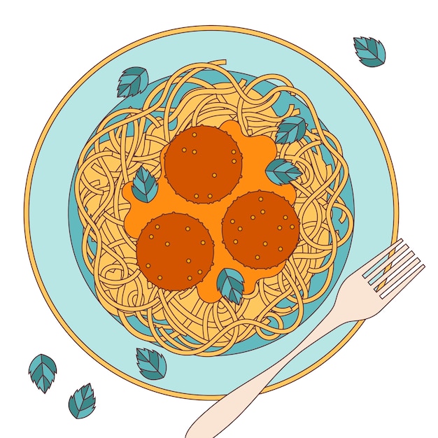 Illustration de cuisine italienne dessinée à la main