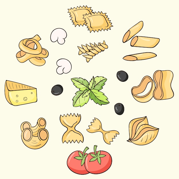 Illustration De Cuisine Italienne Dessinée à La Main