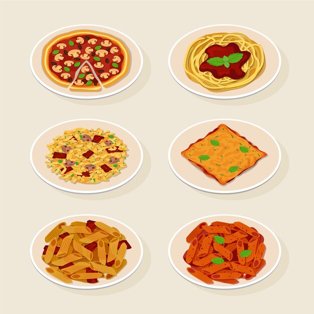 Illustration de cuisine italienne dessinée à la main