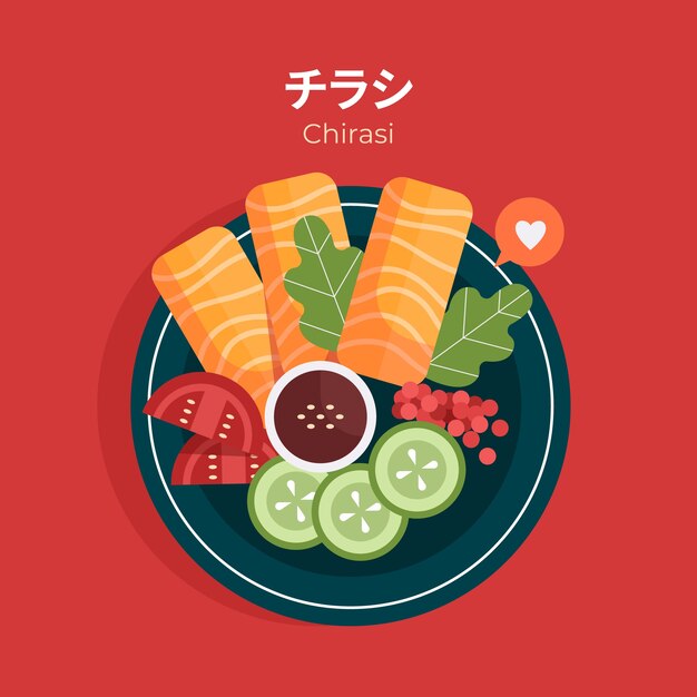 Vecteur gratuit illustration de cuisine japonaise design plat