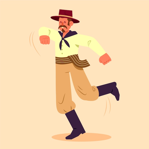 Vecteur gratuit illustration de danse gaucho dessinée à la main