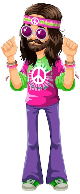 Vecteur gratuit l'illustration d'un défenseur de la paix hippie