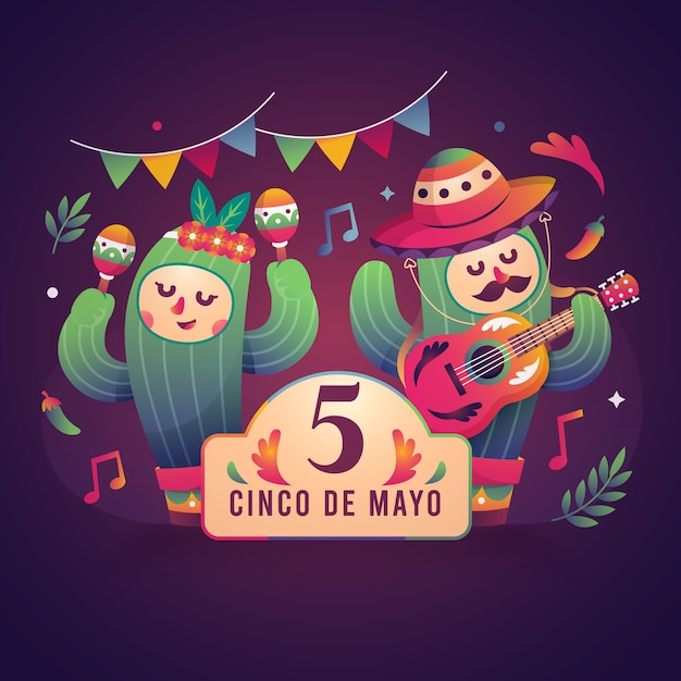 Vecteur gratuit illustration de dégradé de cinco de mayo