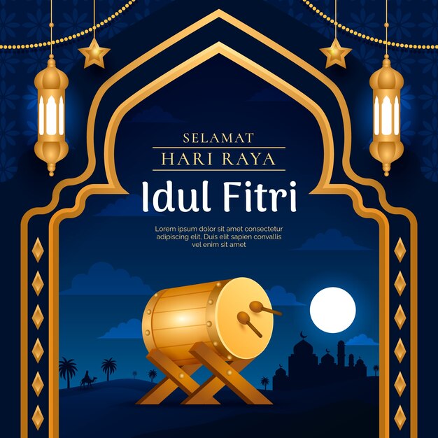 Vecteur gratuit illustration dégradée pour la célébration de hari raya idul fitri