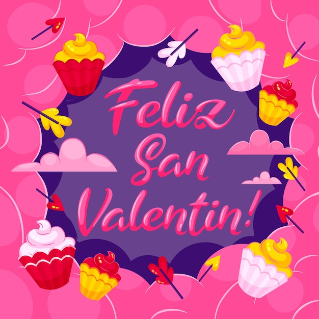 Vecteur gratuit illustration dégradée de la saint-valentin heureuse en espagnol