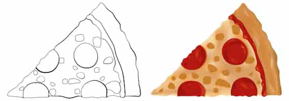 Vecteur gratuit illustration d'une délicieuse tranche de pizza au pepperoni