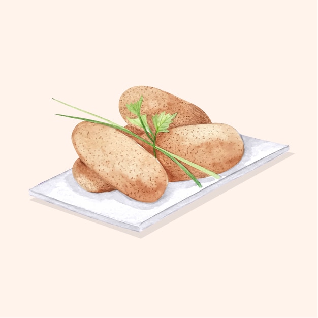 Illustration de délicieuses croquetas à l'aquarelle