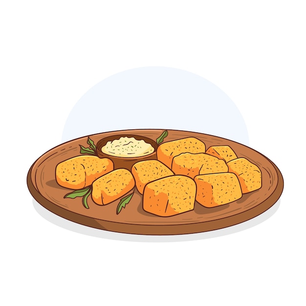 Illustration de délicieuses croquetas dessinées à la main