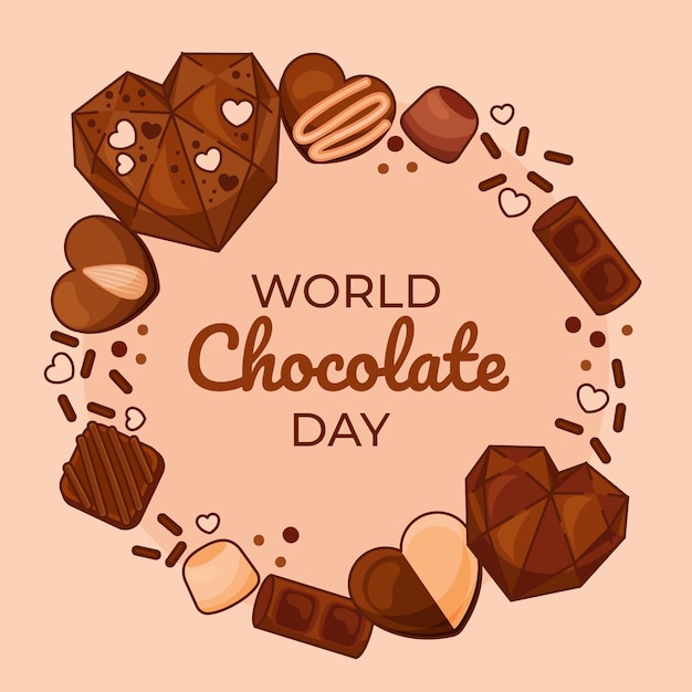 Illustration de délicieux desserts au chocolat dessinés à la main