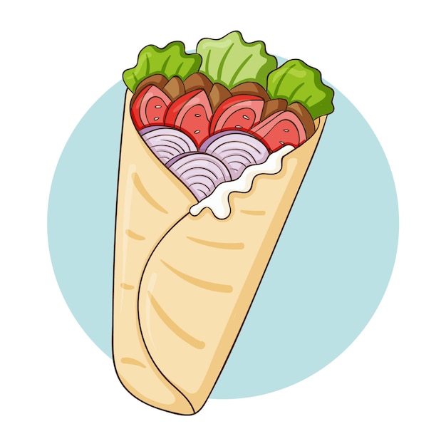 Illustration De Délicieux Shawarma Dessiné à La Main