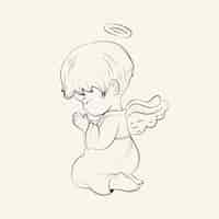 Vecteur gratuit illustration de dessin d'ange bébé dessiné à la main