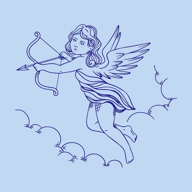 Vecteur gratuit illustration de dessin d'ange bébé dessiné à la main