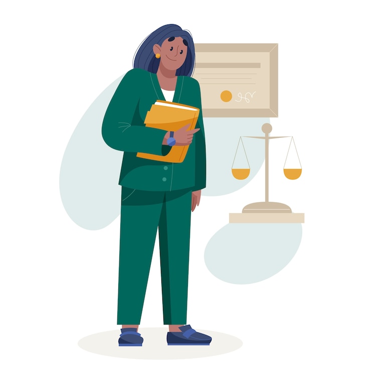Vecteur gratuit illustration de dessin animé d'avocat dessinée à la main