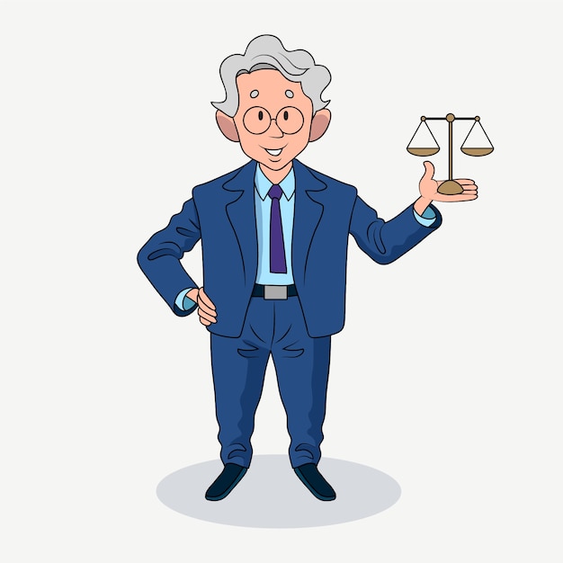 Vecteur gratuit illustration de dessin animé d'avocat dessinée à la main