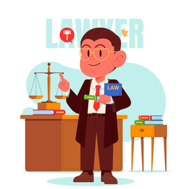 Vecteur gratuit illustration de dessin animé de l'avocat plat