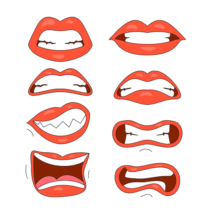 Vecteur gratuit illustration de dessin animé de bouche en colère dessiné à la main