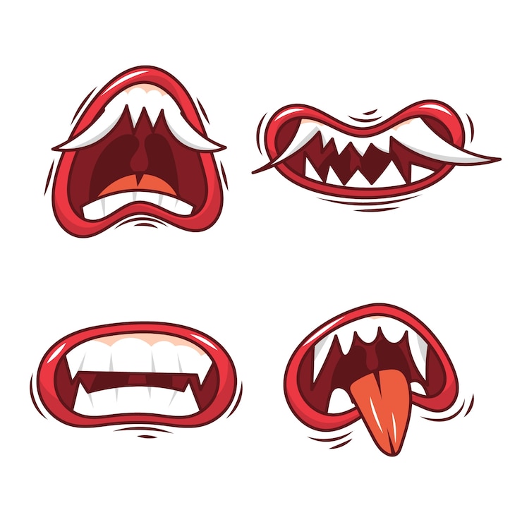 Vecteur gratuit illustration de dessin animé de bouche en colère dessiné à la main
