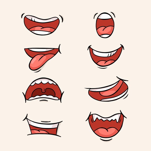 Illustration de dessin animé bouche ouverte dessiné à la main