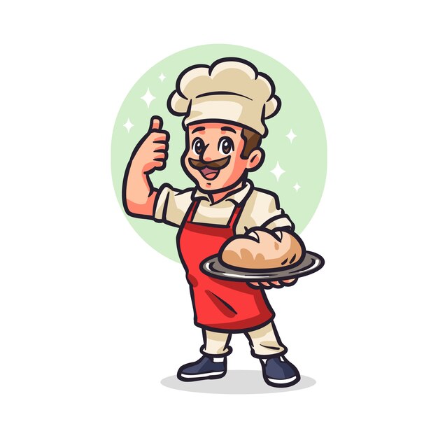 Illustration de dessin animé de boulanger dessiné à la main
