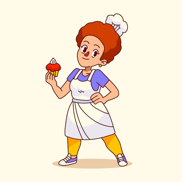 Illustration de dessin animé de boulanger dessinée à la main