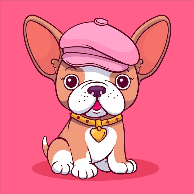 Vecteur gratuit illustration de dessin animé de bulldog dessinée à la main