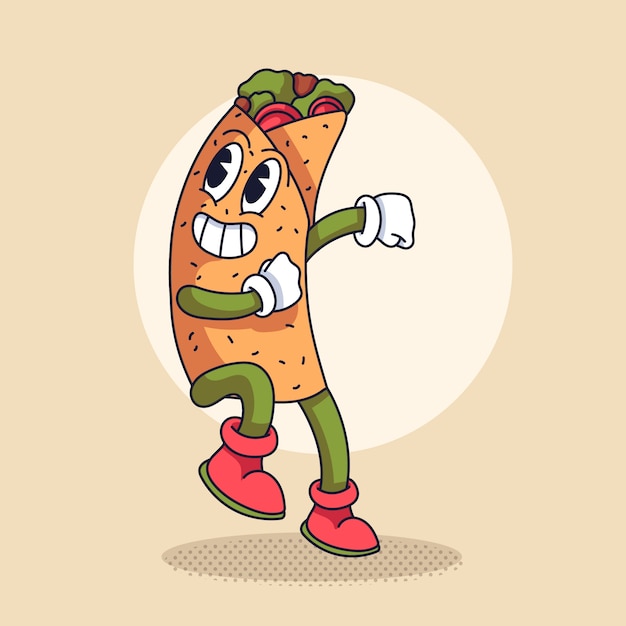 Illustration de dessin animé de burrito dessiné à la main