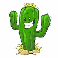 Vecteur gratuit illustration de dessin animé de cactus dessiné à la main