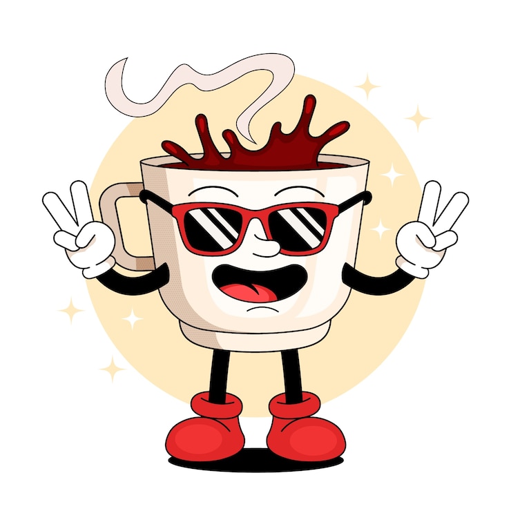 Vecteur gratuit illustration de dessin animé de café dessinée à la main