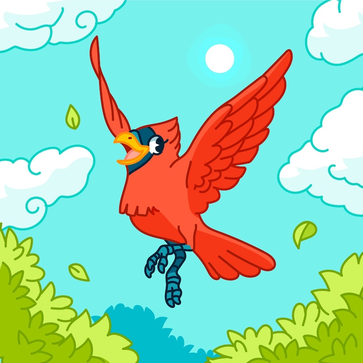 Vecteur gratuit illustration de dessin animé cardinal dessiné à la main