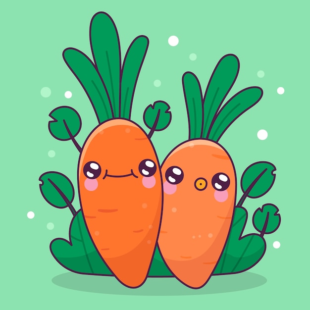 Vecteur gratuit illustration de dessin animé de carotte dessiné à la main