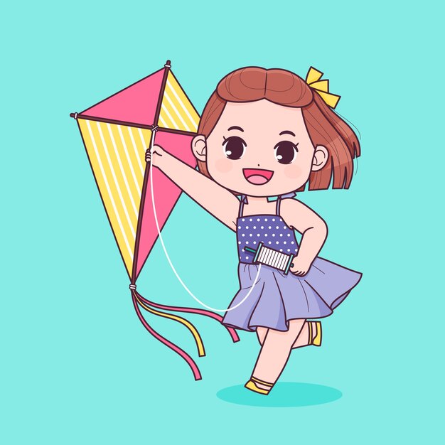 Illustration de dessin animé de cerf-volant dessiné à la main