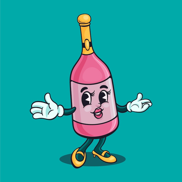 Vecteur gratuit illustration de dessin animé de champagne dessiné à la main
