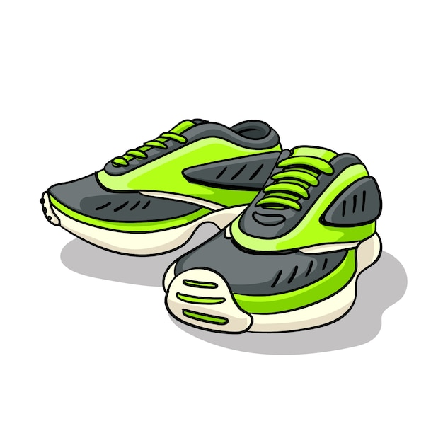 Vecteur gratuit illustration de dessin animé de chaussures de course dessinées à la main